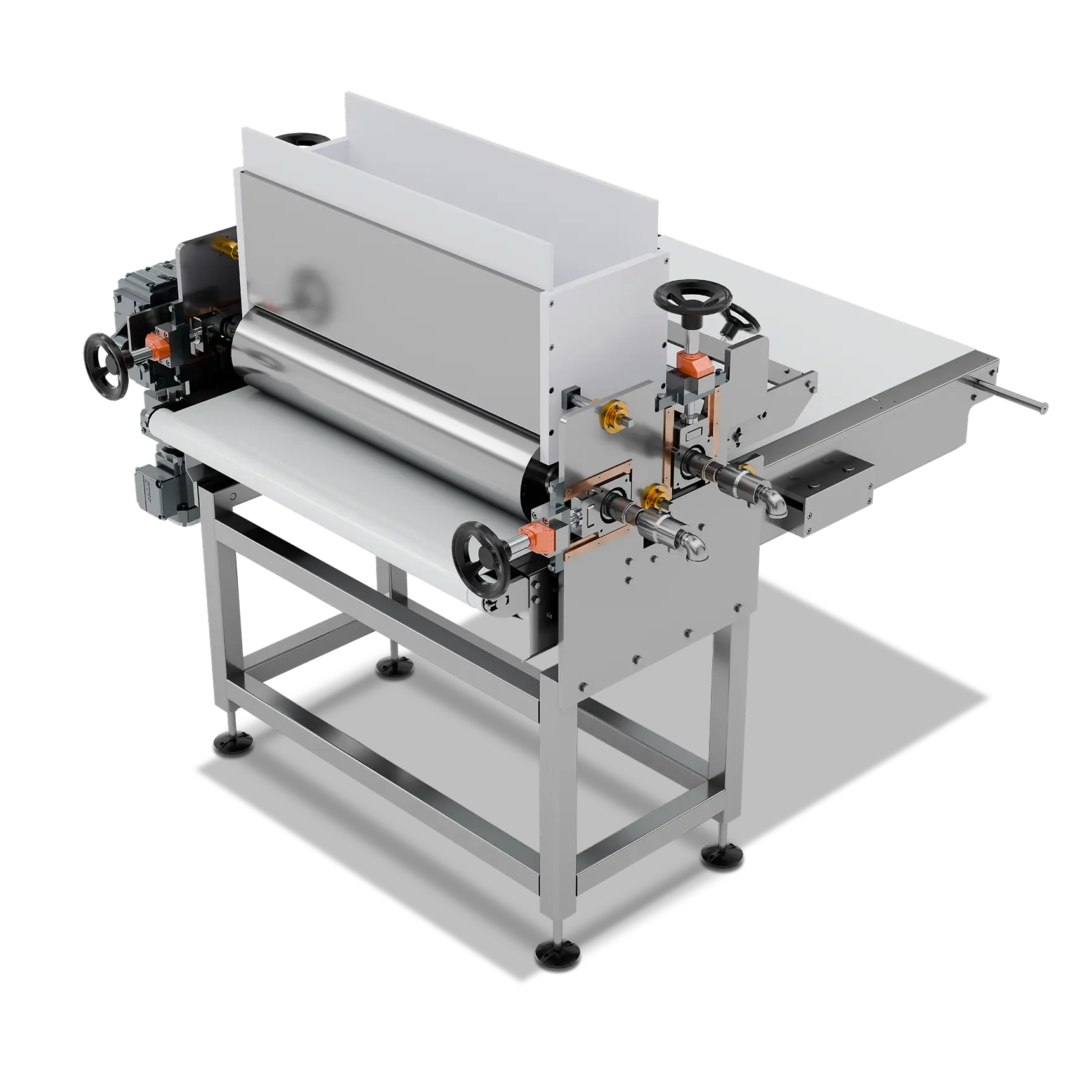 Equipamento de laminação Liteq em aço inoxidável com sistema de rolos e motores acoplados